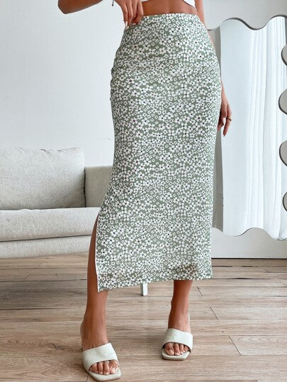 Firerie Ditsy Floral Mesh Slit Skirt