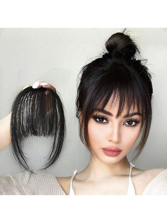 ✨ Clip-In Black Bangs Hairpiece – Synthetic Heat-Resistant Front Bangs