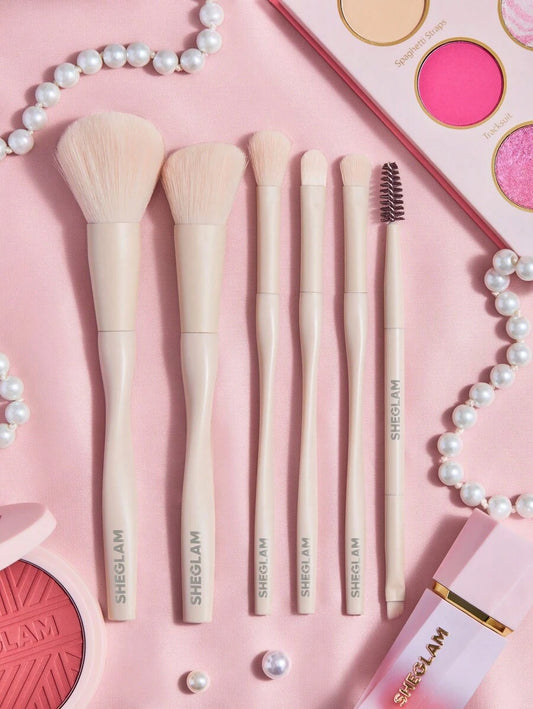 ✨ SHEGLAM Pro Core Brush Kit 6 Pcs – Professional Soft Makeup Brushes Set for Face & Eyes