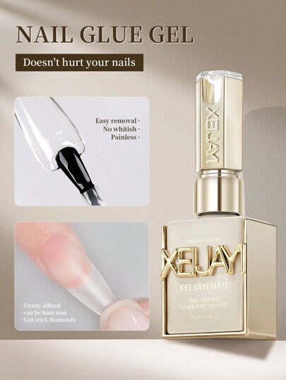 ✨ 1Pc 15ml Nail Plate Adhesive Gel – UV/LED Soak Off Top Coat, Glossy Sealer