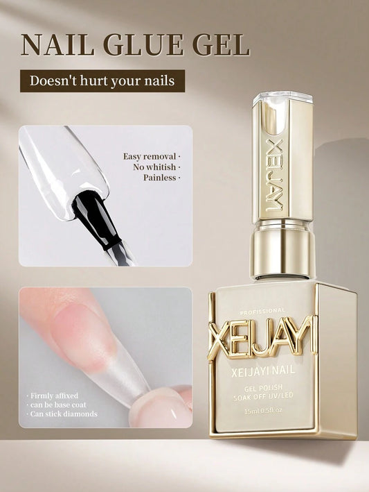 ✨ 1Pc 15ml Nail Plate Adhesive Gel – UV/LED Soak Off Top Coat, Glossy Sealer