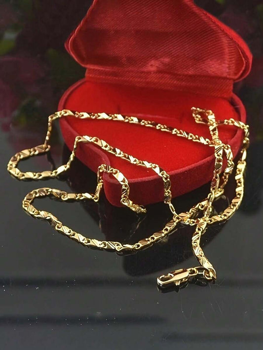 Unisex 16–30 Inch 18K Gold Plated Flat Link Chain Necklace – 2mm Minimalist Choker