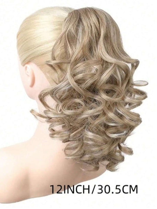 ✨ 12" Claw Clip Ponytail Extension – Water Wave Synthetic Hairpiece