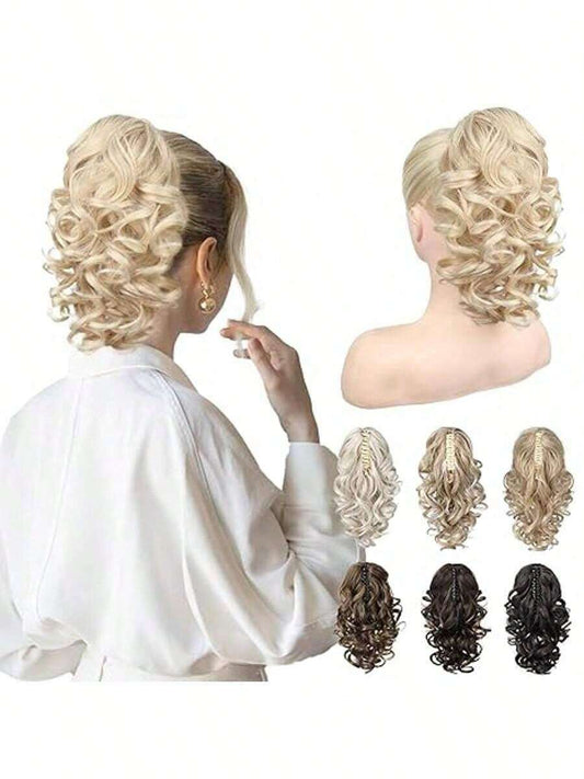 ✨ 12" Claw Clip Ponytail Extension – Water Wave Synthetic Hairpiece