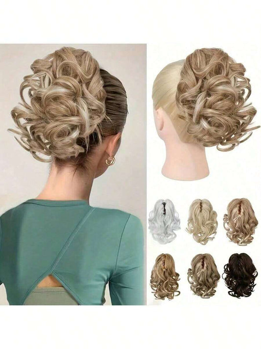 ✨ 8" Claw Clip Ponytail Extension – Water Wave Synthetic Hairpiece | Heat-Resistant Fiber