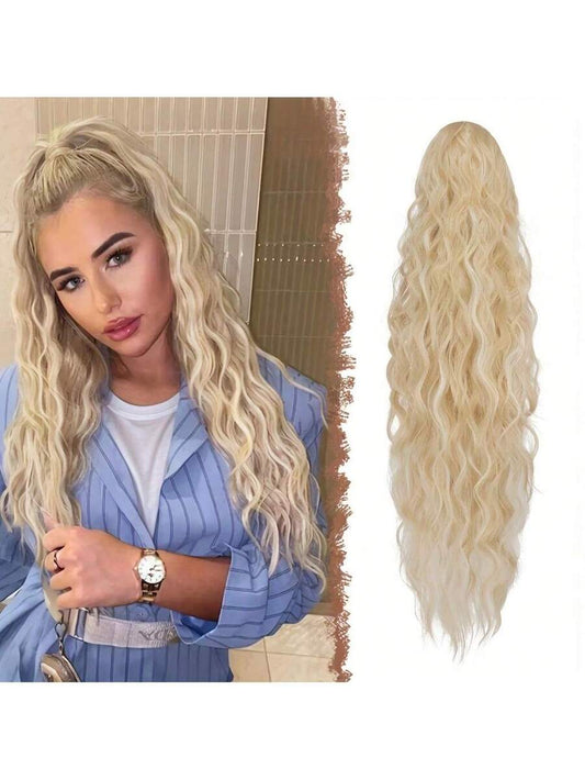 ✨ 22" Water Wave Claw Clip Ponytail Extension – Heat-Resistant Synthetic Hairpiece
