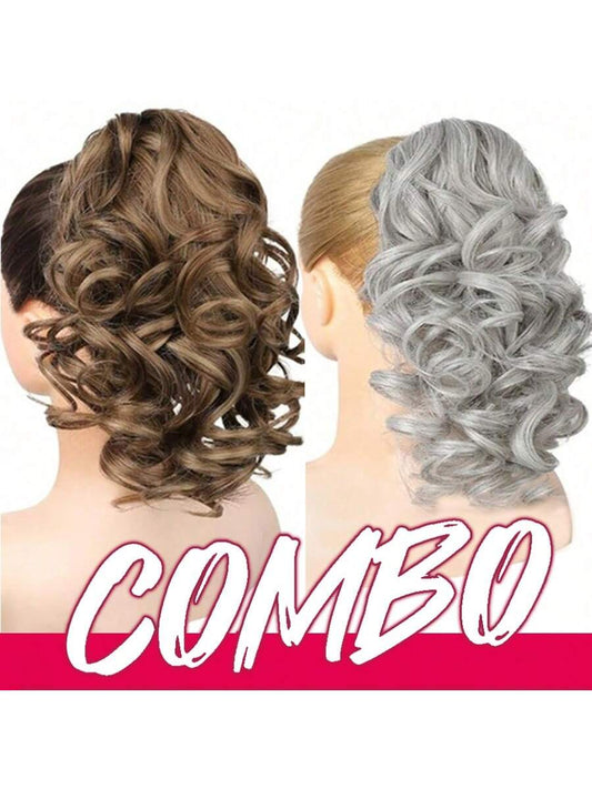 🔥 BOGO Free! 2pcs 12" Claw Clip Ponytail Extensions – Water Wave Heat-Resistant Synthetic Hairpiece