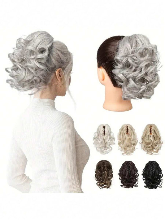 🔥 BOGO Free! COMBO 12" Claw Clip Ponytail Extensions – Water Wave Heat-Resistant Synthetic Hairpiece