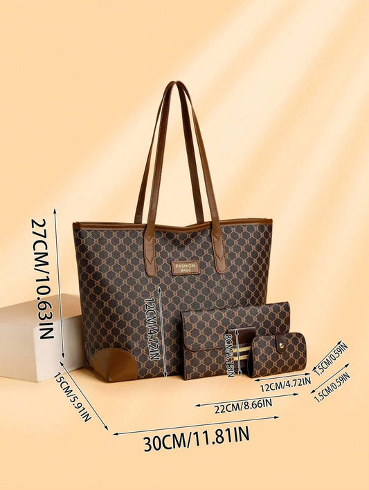 High-Quality Lightweight Luxury Tote Bag Set – Fashionable Floral Print Shoulder & Underarm Bags (3pcs)