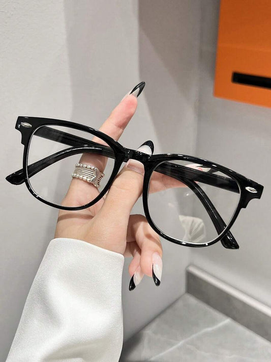 1 Pair Classic Black Geometric Flat Glasses – Stylish High-End Frame | Unisex Fashion Eyewear