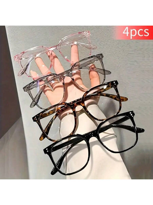 4 Pairs Round Transparent Lens Glasses for Women – Simple Retro Fashion Eyewear