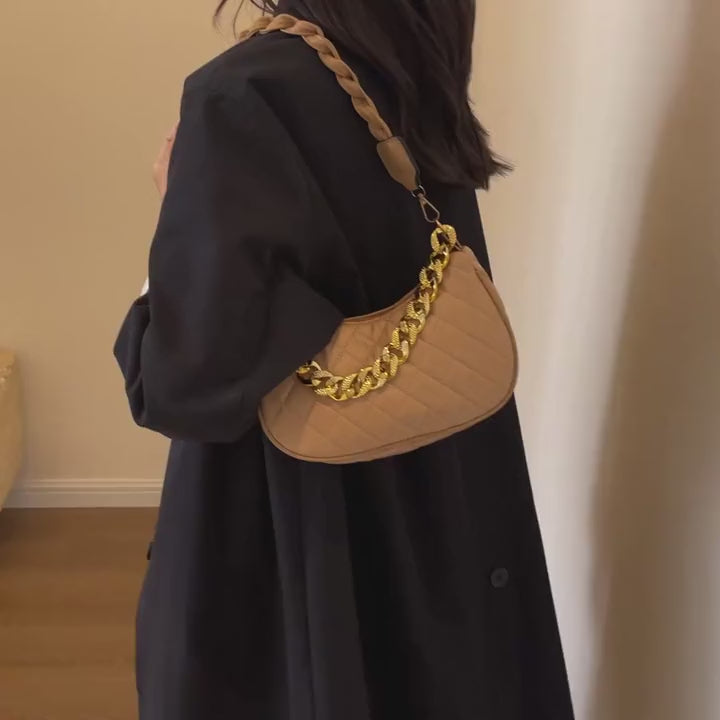 Women's Chain Strap Shoulder Bag with Decorative Buckle & Stitching – Small/Medium Crossbody Hobo Bag & Wallet Set, Street Fashion Gift for Teen Girls & Women