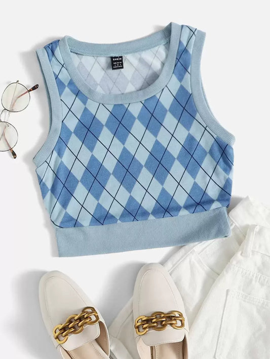 FIRERIE EZwear Argyle Pattern Tank Top
