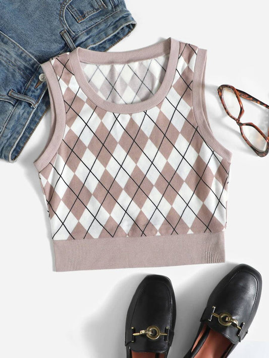 FIRERIE EZwear Argyle Pattern Tank Top