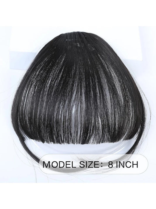 ✨ Clip-In Black Bangs Hairpiece – Synthetic Heat-Resistant Front Bangs