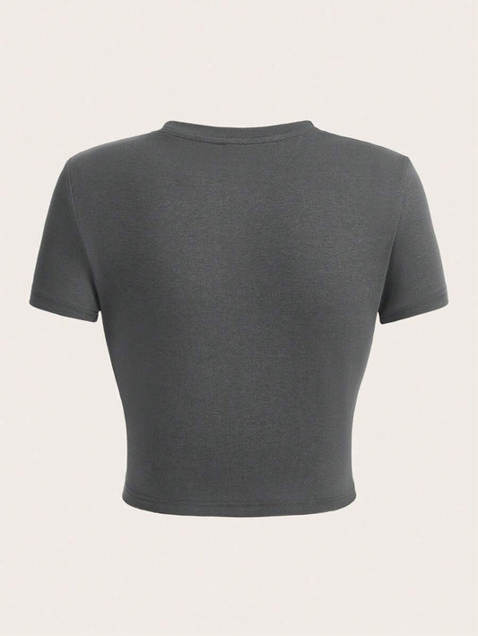 Star Print Fitted T-Shirt | Women's Round Neck Short Sleeve Casual Comfortable Summer Daily Top