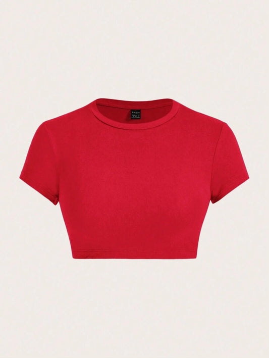 Simple Slim Fit Women's T-Shirt | Casual Round Neck Short Sleeve Going Out Summer Daily Top