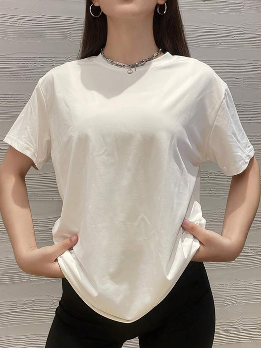 Loose Fit Solid Color Sports T-Shirt | Women's Casual Short Sleeve Round Neck Breathable Comfortable Active Summer Daily Top