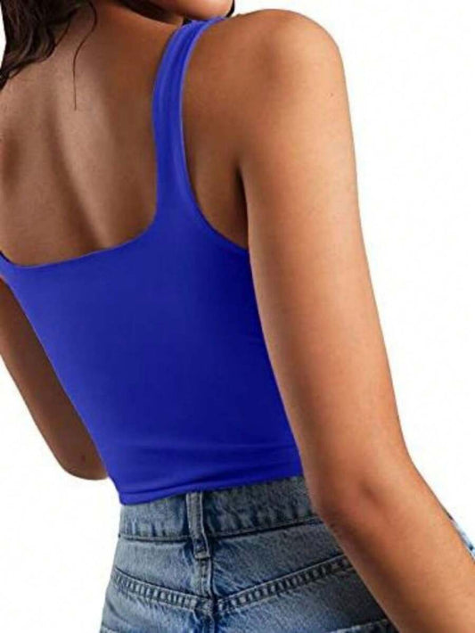 Firerie Women's Sexy Crew Neck Double Lined Seamless Sleeveless Cropped Tank Yoga Crop Basic Tops