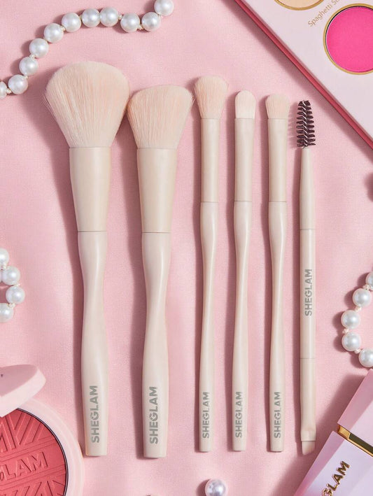 ✨ SHEGLAM Pro Core Brush Kit 6 Pcs – Professional Soft Makeup Brushes Set for Face & Eyes
