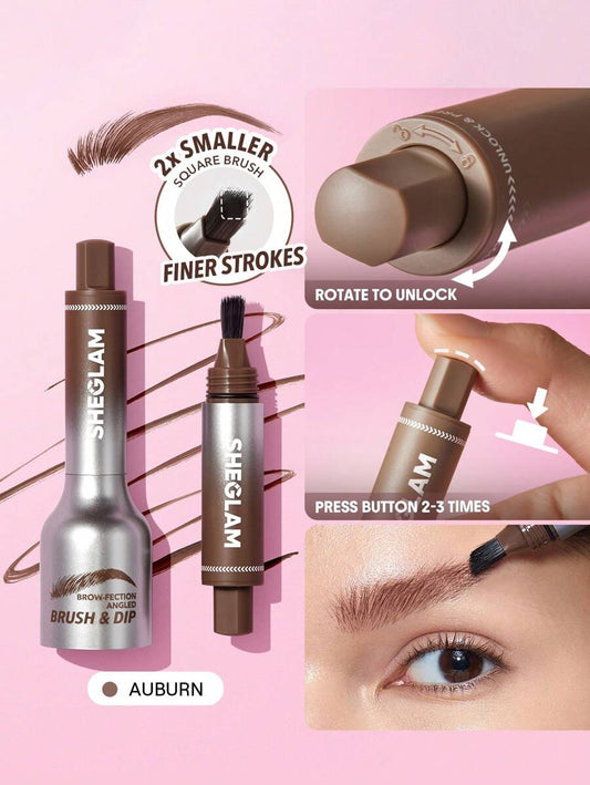 SHEGLAM Brow-Fection Angled Brush & Dip-Charcoal Hair-Like Strokes Liquid Eyeborw Eyeborw Gel Pen Easy To Color Long Lasting Quick Drying Natural Shaping Outlining Filling Eyebrow Makeup Graduation Birthday Holiday Summer Fall Autumn Y2K Fancy Fashion Wom