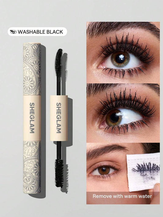 ✨ SHEGLAM All-In-One Volume & Length Mascara – 2-in-1 Double Head Brush, Washable Black