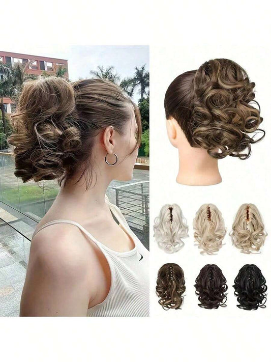 ✨ 8" Claw Clip Ponytail Extension – Water Wave Synthetic Hairpiece