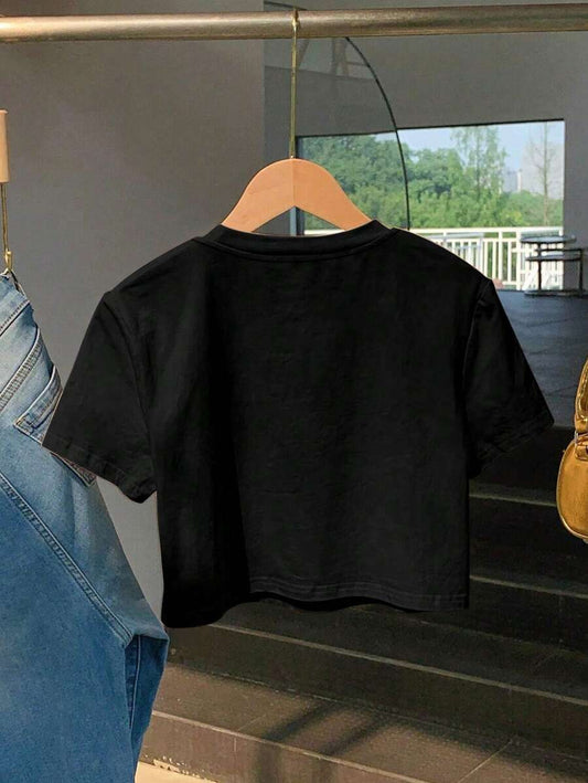 Skull & Letter Print T-Shirt | Women's Casual Round Neck Short Sleeve Bold Graphic Summer Daily Top