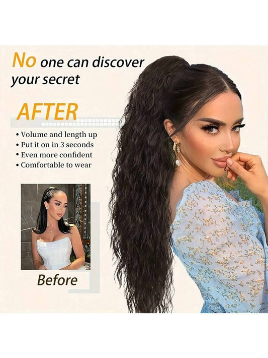 ✨ 22" Water Wave Claw Clip Ponytail Extension – Heat-Resistant Synthetic Hairpiece