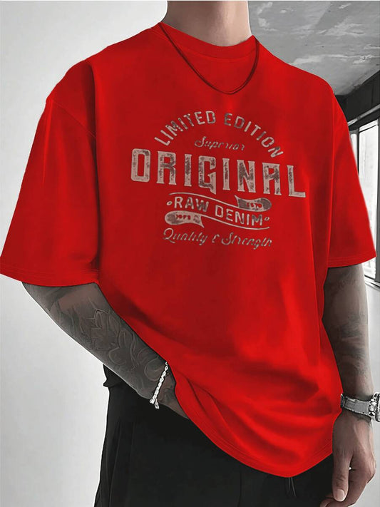 Original Raw Denim Heavy Cotton T-Shirt | 100% Premium Heavyweight Unisex Casual Round Neck Short Sleeve Street Style Summer Top