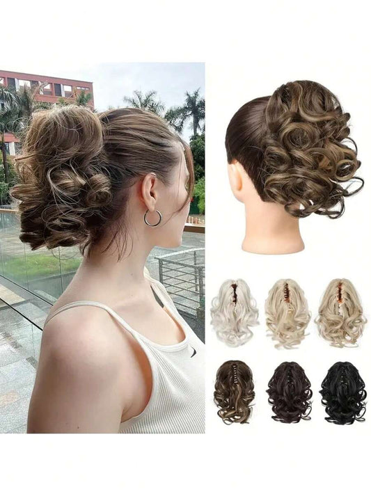 🔥 BOGO Free! 2pcs 12" Claw Clip Ponytail Extensions – Water Wave Heat-Resistant Synthetic Hairpiece