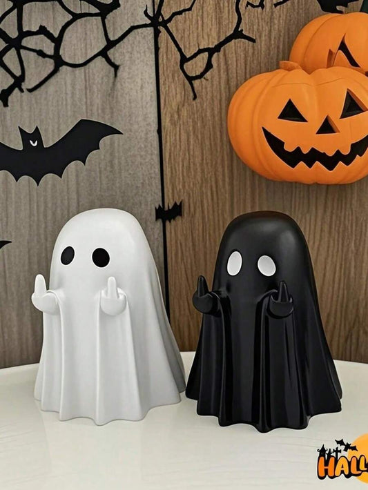 Cute Ghost Halloween Decoration – Creative Resin Ghost Figurine for Indoor & Outdoor Halloween Decor
