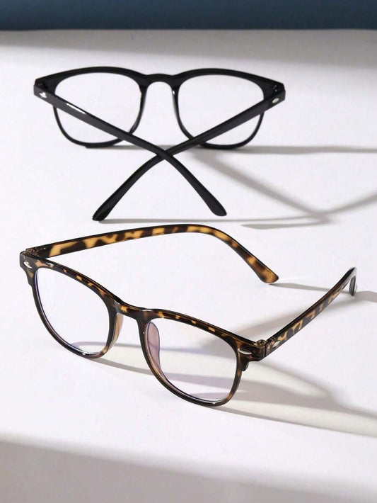 1 Pair Classic Black Geometric Flat Glasses – Stylish High-End Frame | Unisex Fashion Eyewear