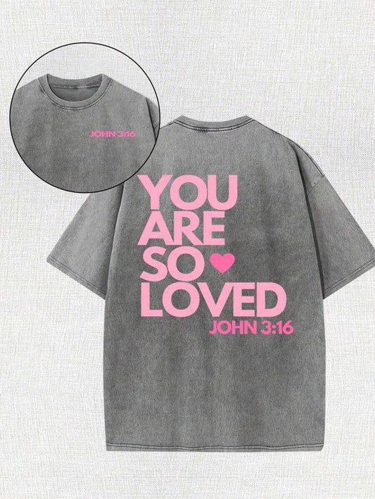 You Are A Love Retro Washed Print T-Shirt | Pure Cotton Simple Versatile Loose Comfortable Novel Fashion Street Style Spring Summer Casual Tee