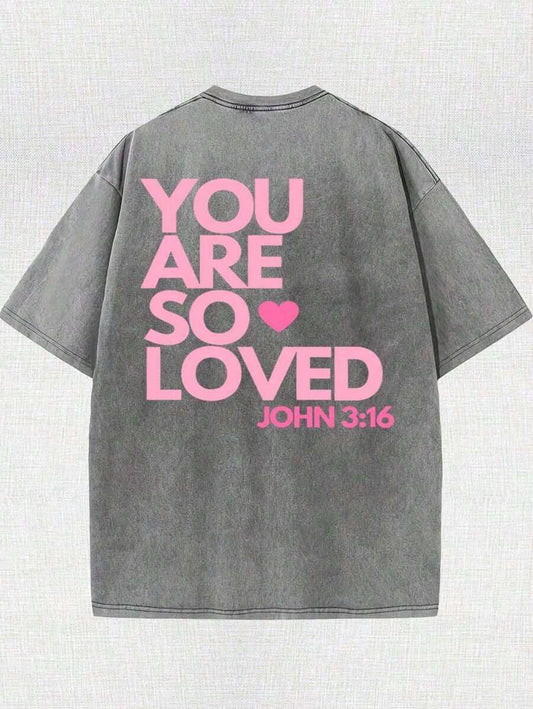 You Are A Love Retro Washed Print T-Shirt | Pure Cotton Simple Versatile Loose Comfortable Novel Fashion Street Style Spring Summer Casual Tee