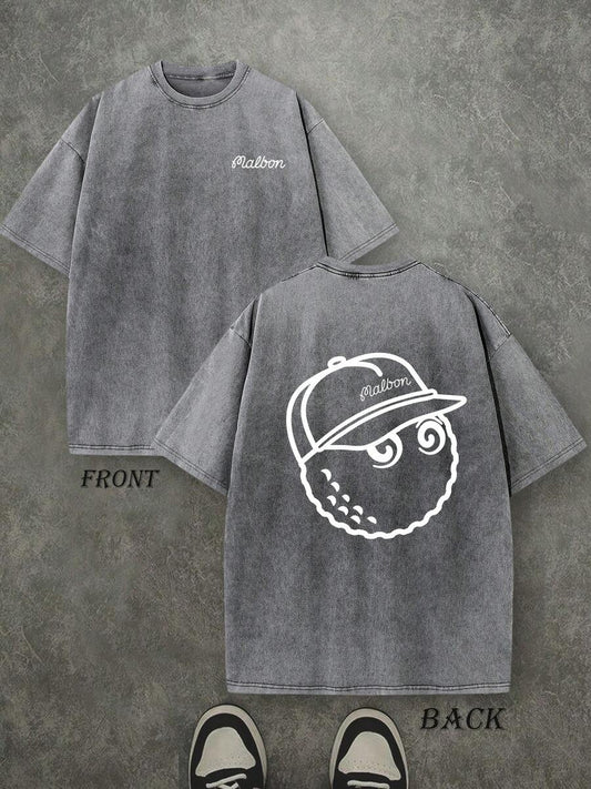 Funny Cute Golf Hat Retro Washed T-Shirt | Double-Sided Golf Graphic Print 230 GSM Heavyweight Cotton Unisex Street Tee