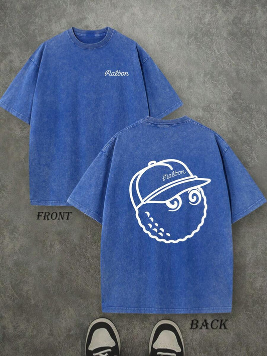 Funny Cute Golf Hat Retro Washed T-Shirt | Double-Sided Golf Graphic Print 230 GSM Heavyweight Cotton Unisex Street Tee