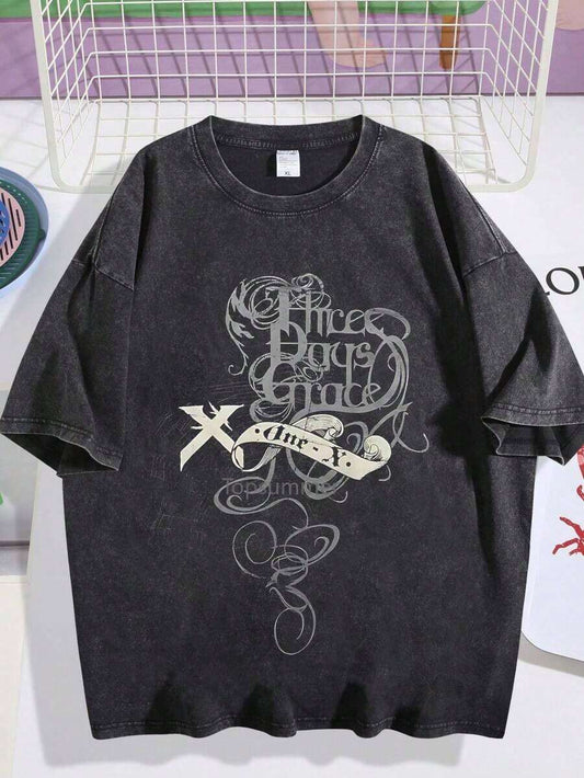 Vintage Washed Band Style Distressed Men's T-Shirt | Loose Comfortable Short Sleeve Retro Street Style Casual Summer Tee