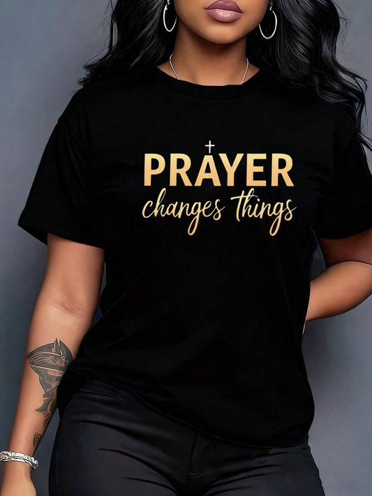 Bible Verse Christian T-Shirt | Women's Casual Streetwear Church Faith Round Neck Short Sleeve Knitted Summer Top