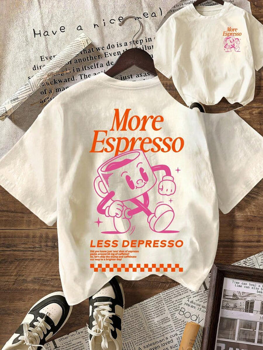 More Espresso Coffee Club Graphic Women's T-Shirt | Casual Crew Neck Short Sleeve Comfortable Loose Summer Tee | Perfect Coffee Lover Gift