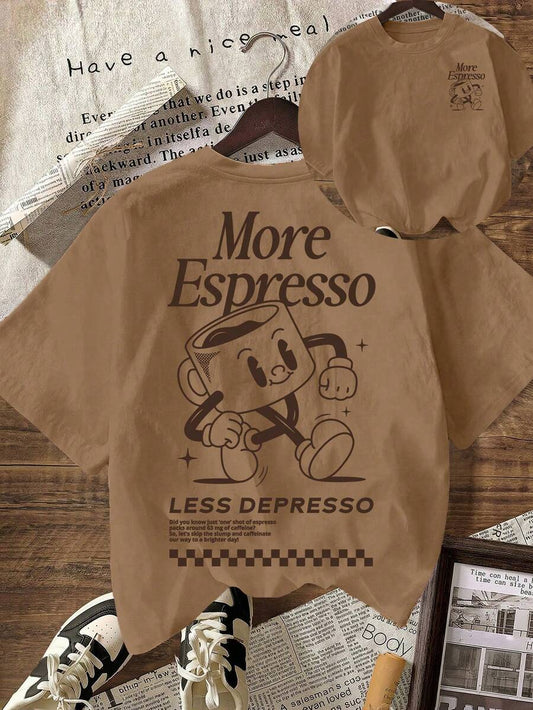 More Espresso Coffee Club Graphic Women's T-Shirt | Casual Crew Neck Short Sleeve Comfortable Loose Summer Tee | Perfect Coffee Lover Gift