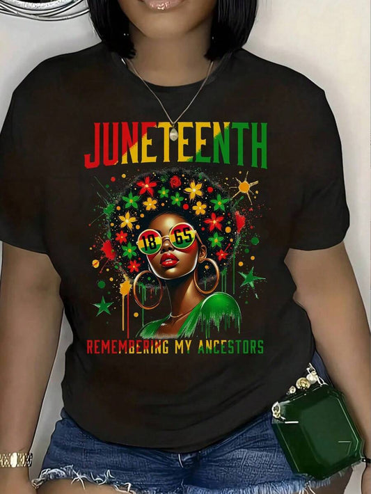 Juneteenth 1865 Graphic T-Shirt | Women's 100% Cotton Round Neck Short Sleeve All-Season Casual Celebration Top
