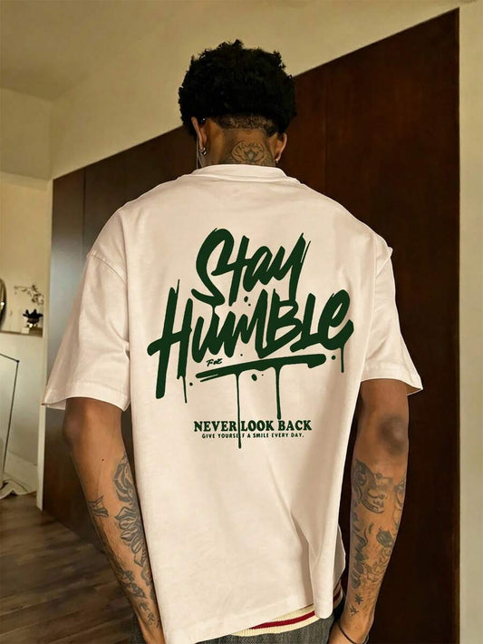Minimalist Street Slogan Graphic T-Shirt | Men's Round Neck Short Sleeve All-Match Casual Boyfriend Husband Gift Summer Top