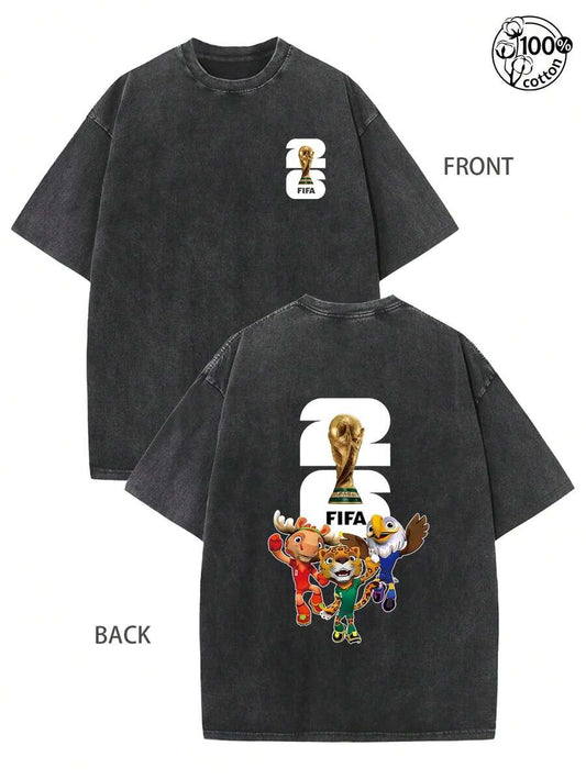 2026 World Cup Soccer T-Shirt – Vintage Washed Oversized Cotton Football Tee