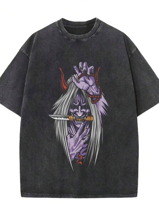 Graphic Washed T-Shirt | Men's Cotton Vintage Y2K Gothic Streetwear Edgy Short Sleeve Casual Summer Top