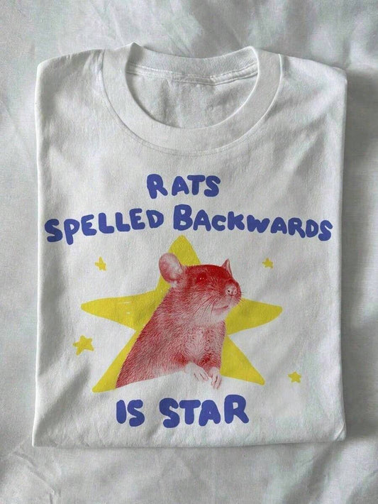 Rats Spelled Backwards Is Star Unisex T-Shirt | Funny Quirky Animal Rat Themed Alternative Relatable Loose Casual 2026 Spring Summer New Arrival Tee