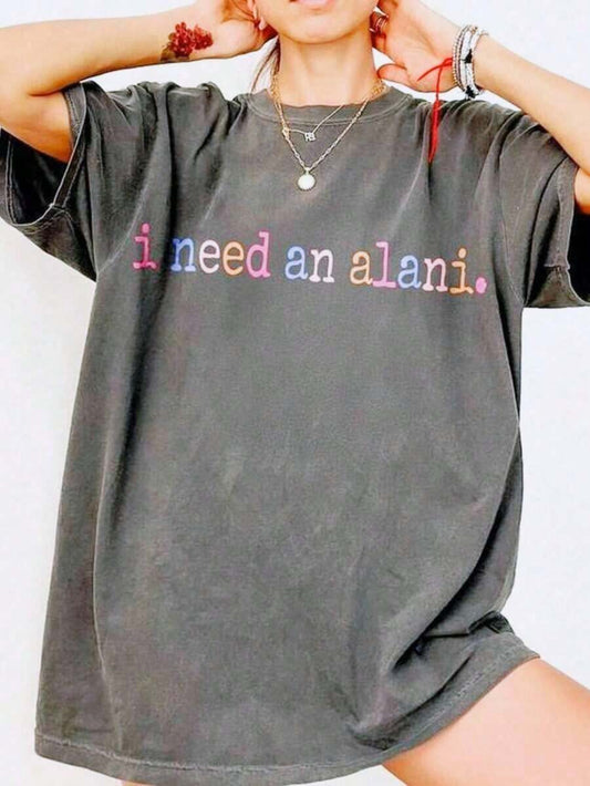 I Need My Energy Slogan Print Valentine's Day Women's T-Shirt |  Washed Gradient Letter Loose Round Neck Short Sleeve Casual Summer Top
