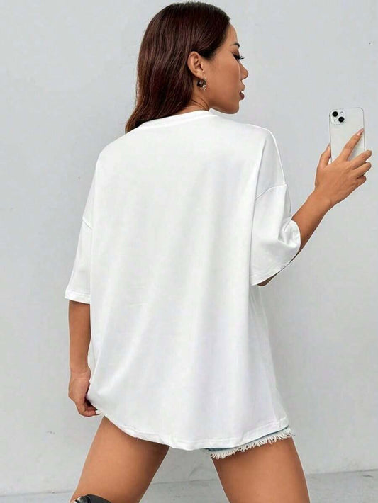 Pattern Print Women's T-Shirt | Loose Fit Soft Cotton Casual Crew Neck Short Sleeve Daily Wear Vacation Summer Street Style Top | Christmas Gift