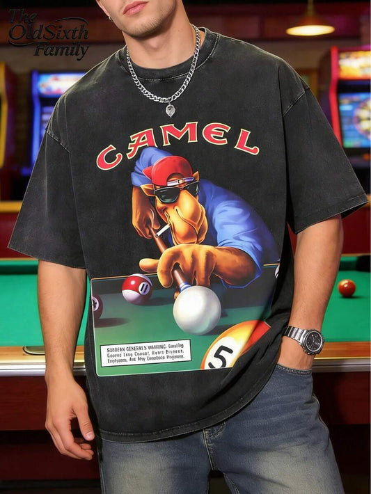 Vintage Desert Camel Graphic T-Shirt | Soft 100% Cotton Breathable Loose Relaxed Fit Men's Daily Wear Vacation Top S-XXXL