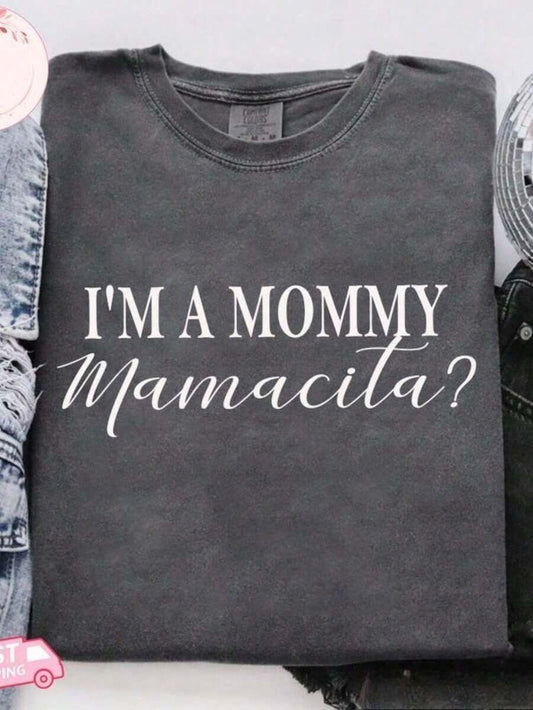 Tops2026 Women's Washed Cotton T-Shirt I Am Mom Mamacita Shirt, Mamacita Shirt, I Am Mom Shirt, I Am Mom T-Shirt, Gift For Mom, Pregnancy Show Shirt, New Mom, Expectant Mom Shirt, White Tops, Valentine's Day Fit, Mardi Gras, Summer Tops, For Women, Valent
